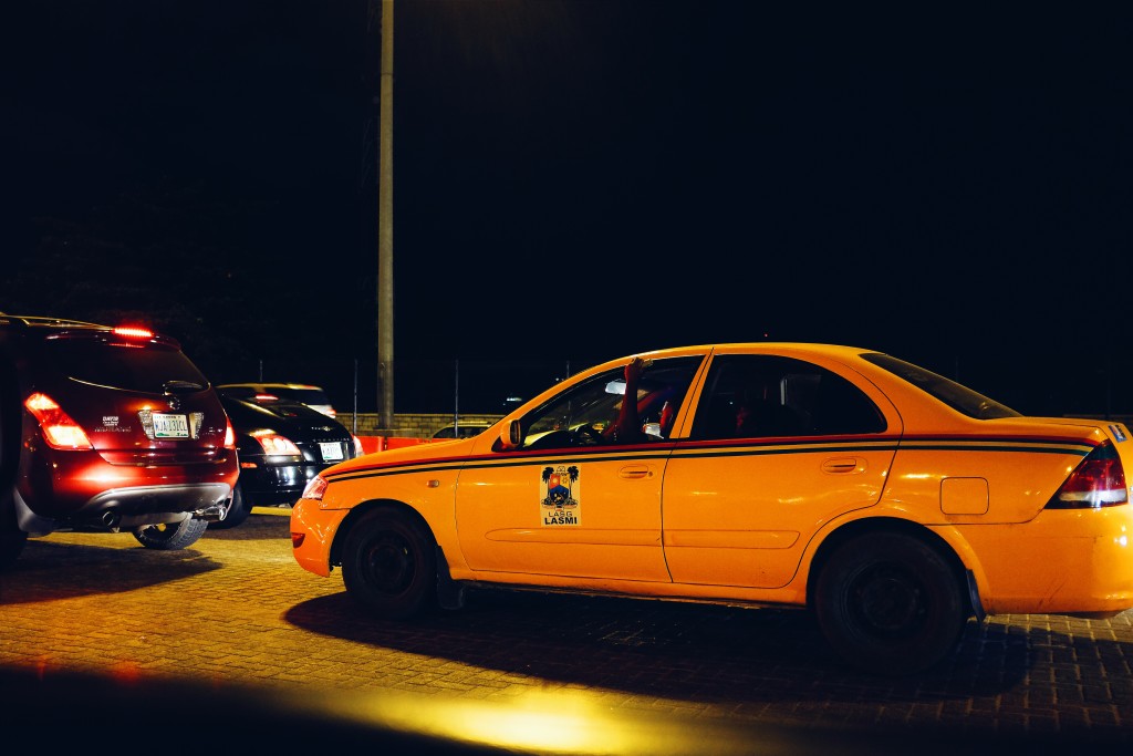 Yellow cab, Lekki Expressway at night