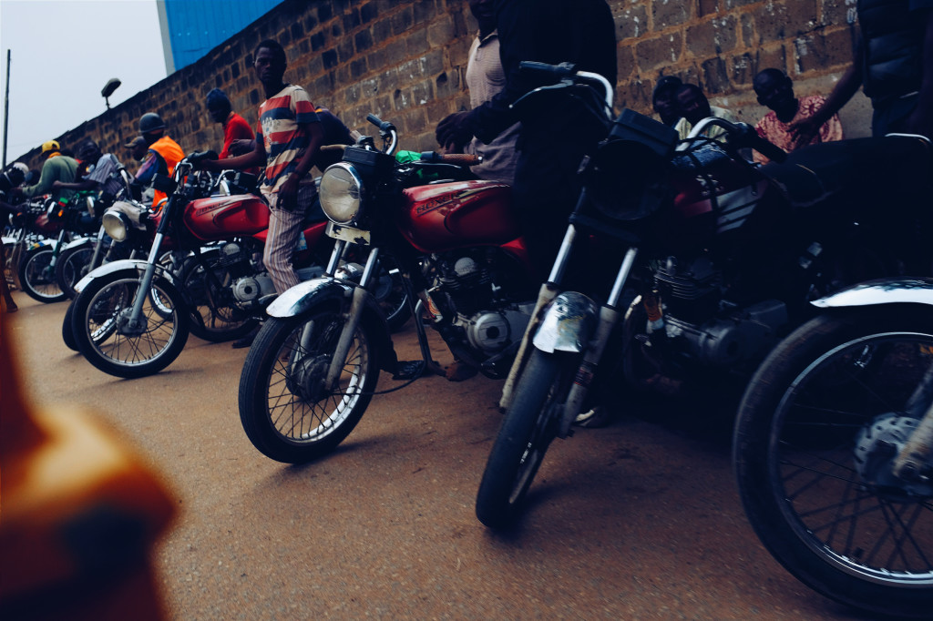 Okada riders and their okadas somewhere in Agege