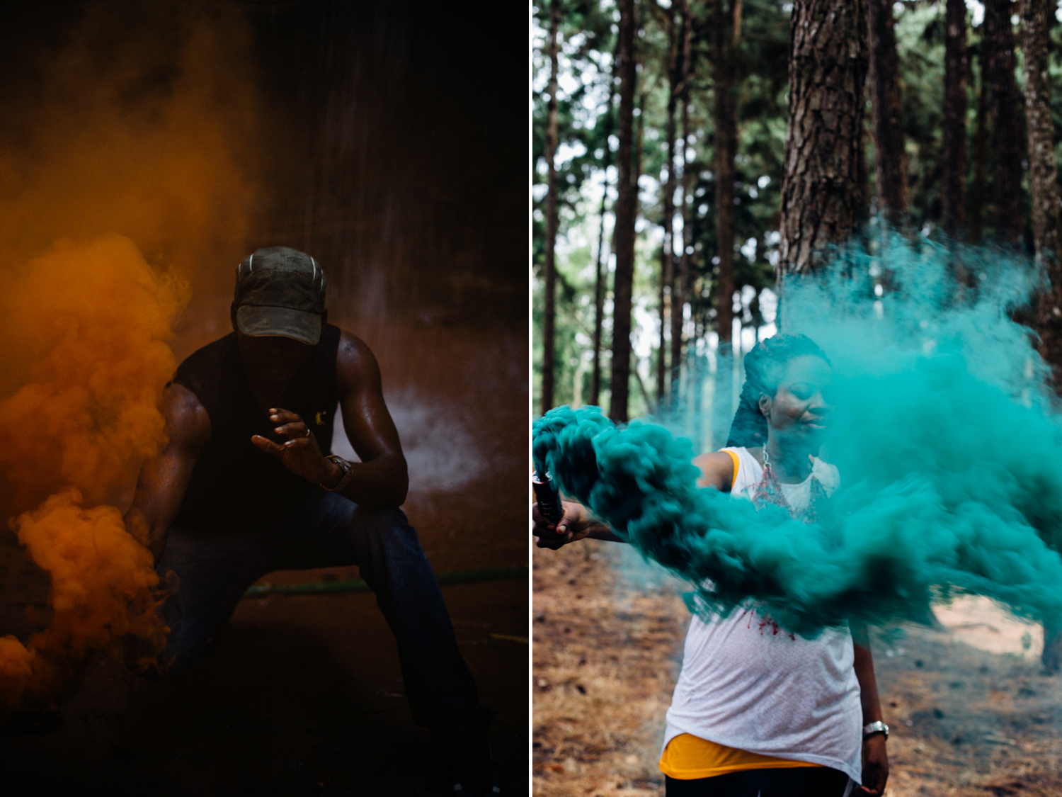 Portraits with smoke bombs, Ngwo Pine Forest, Waterfall and Cave